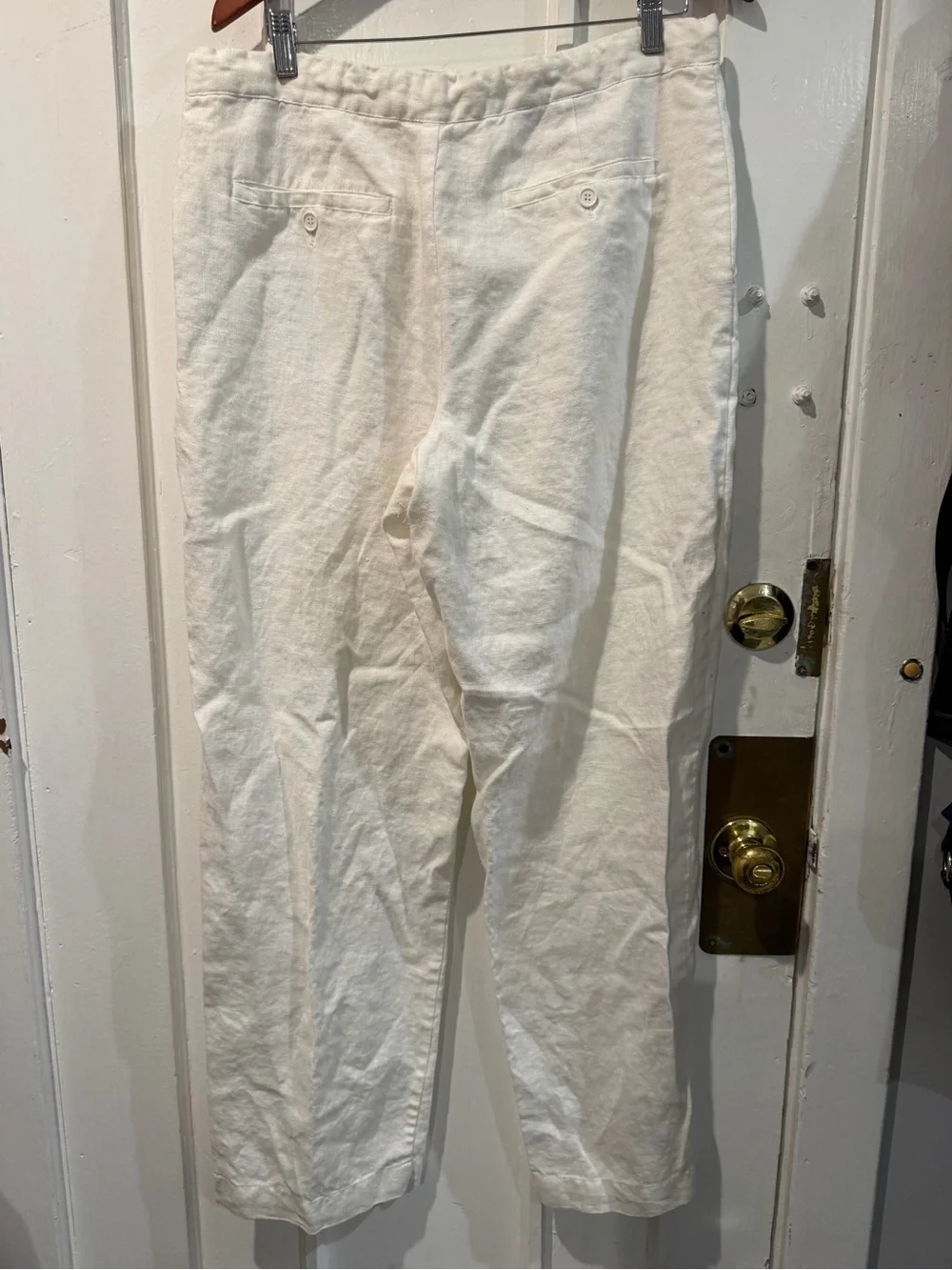 Men's White Linen Drawstring Chinos - Lightweight Casual Pants